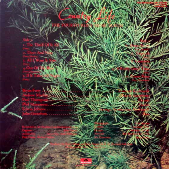 Roxy Music Country Life back