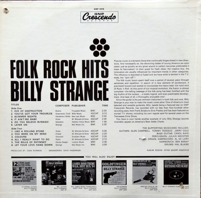 Billy Strange Folk Rock Hits back
