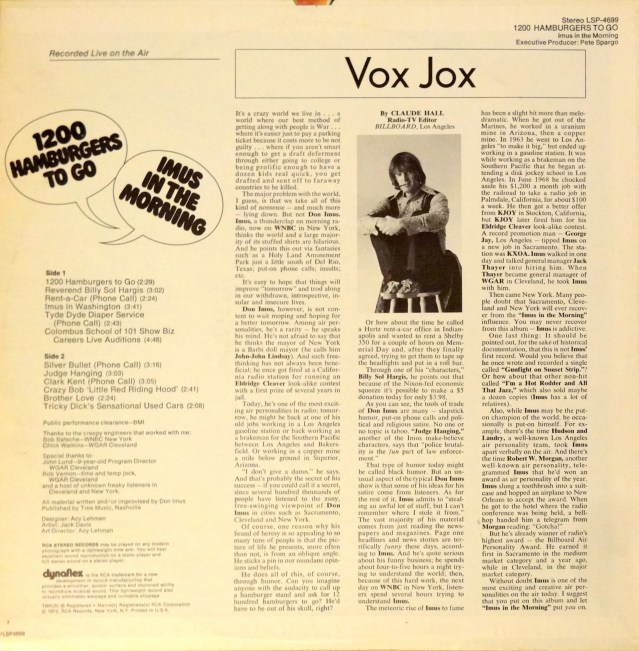 Imus Hamburgers back