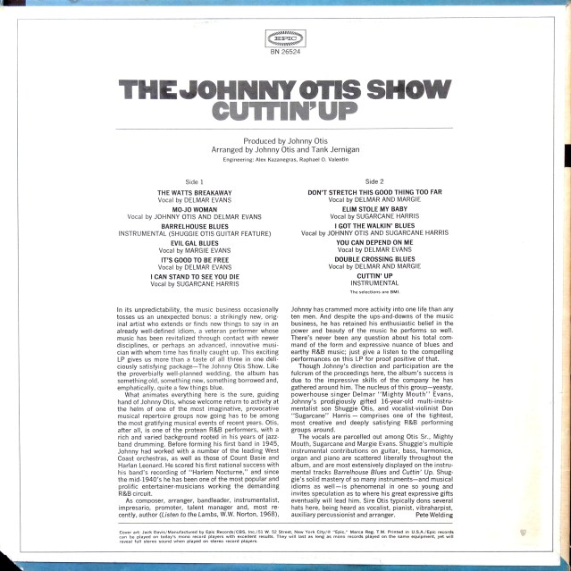 Johnny Otis Cuttin Up back